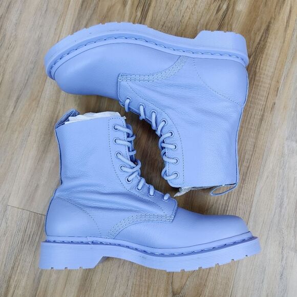 🩵NIB Dr. Martens 1460 Mono Zen Blue Pascal Virginia Leather Boots Size 8 - Picture 5 of 12